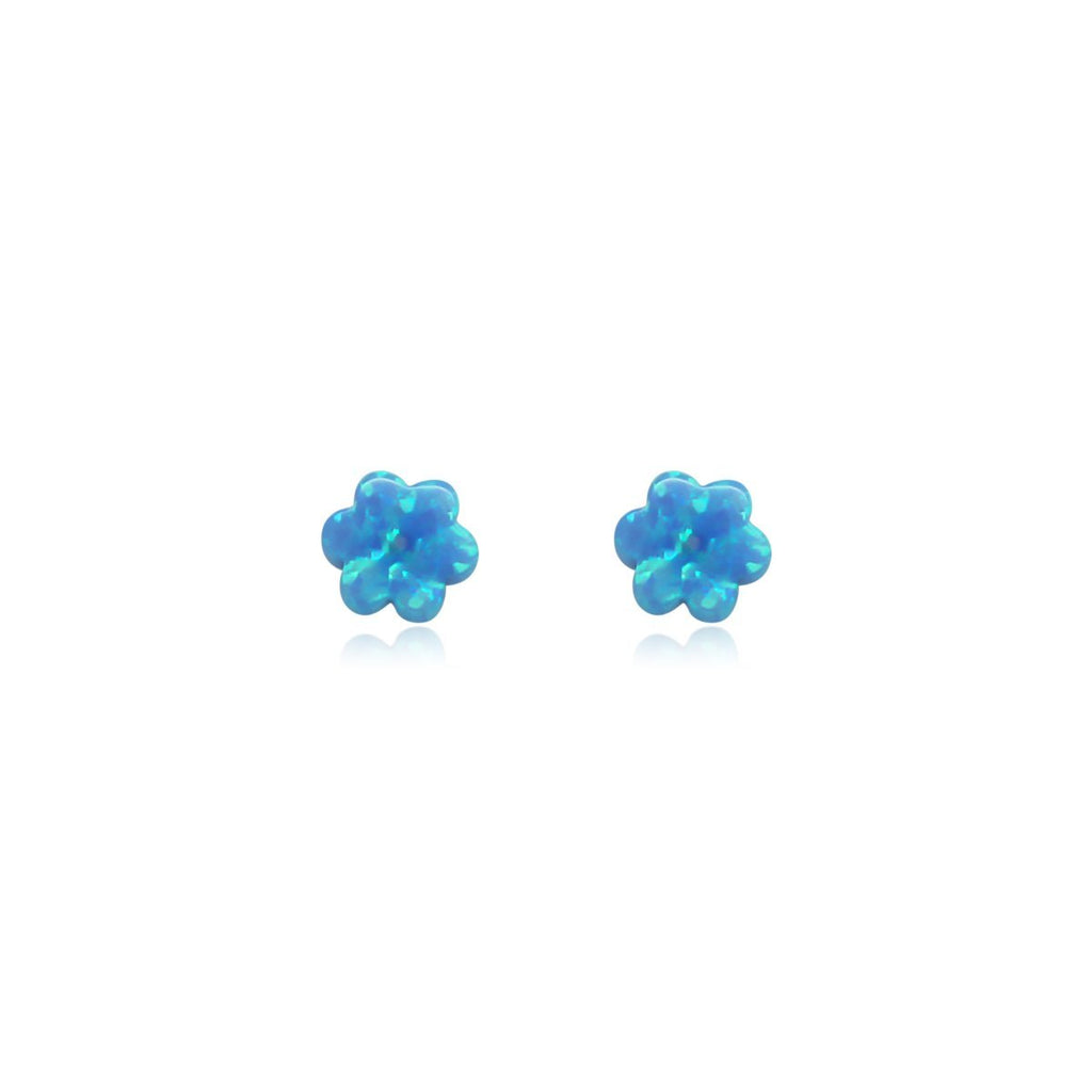 Blue Opal Flower Studs - Allyanna Gifts