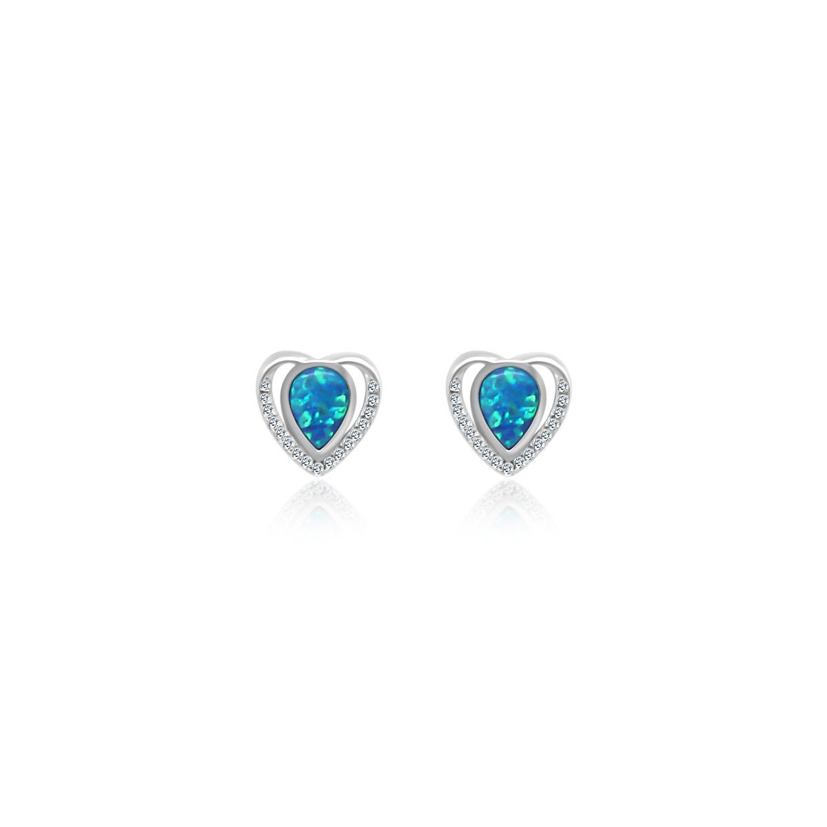 Blue Opal Heart CZ Earrings - Allyanna Gifts