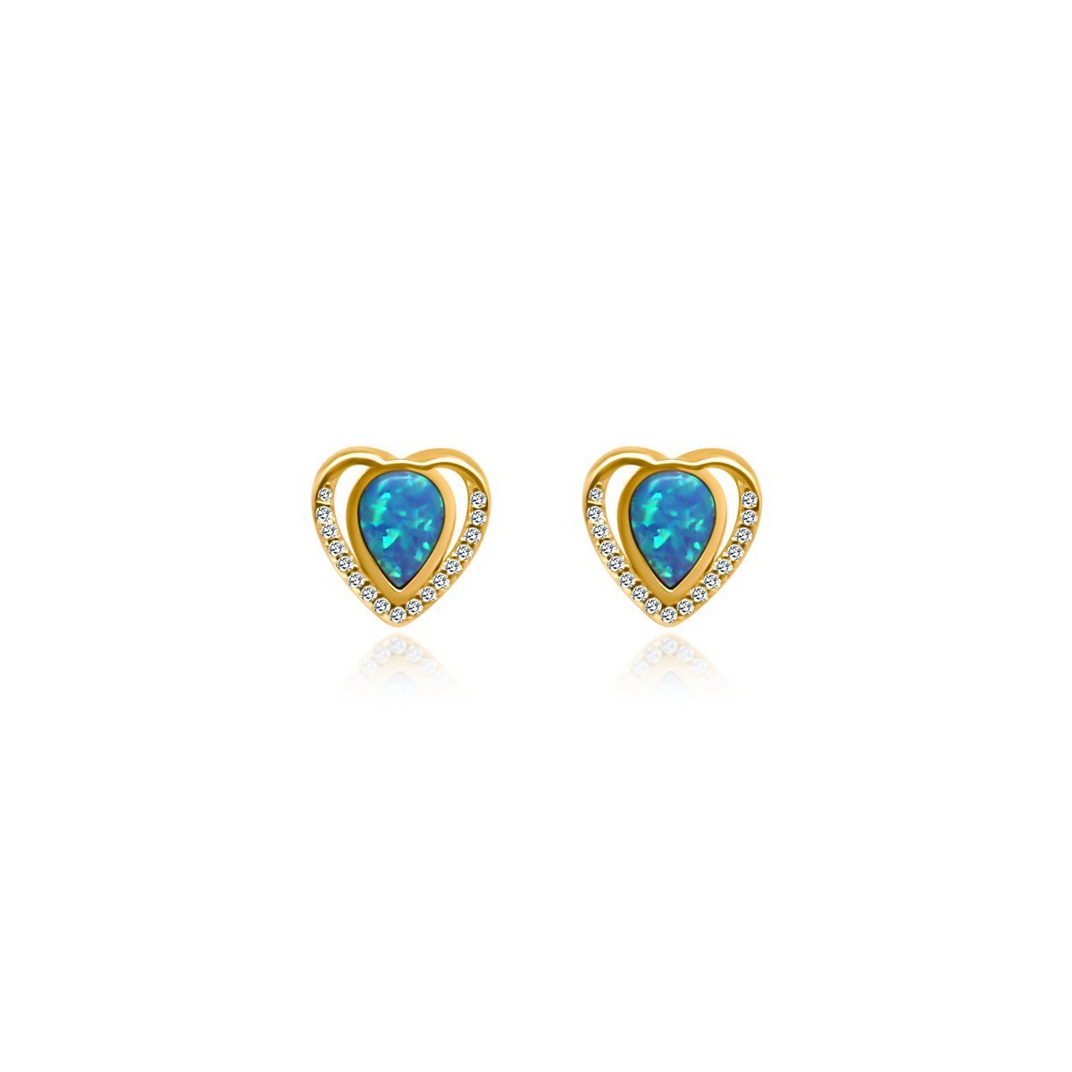 Blue Opal Heart CZ Earrings - Allyanna Gifts