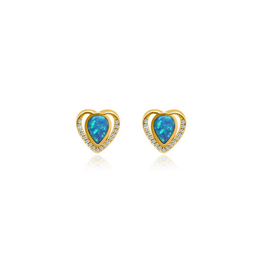 Blue Opal Heart CZ Earrings - Allyanna Gifts