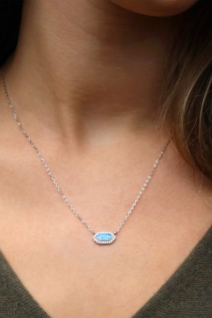 Blue Opal Hexagon Necklace - Allyanna GiftsNECKLACE