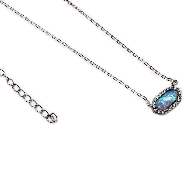 Blue Opal Hexagon Necklace - Allyanna GiftsNECKLACE