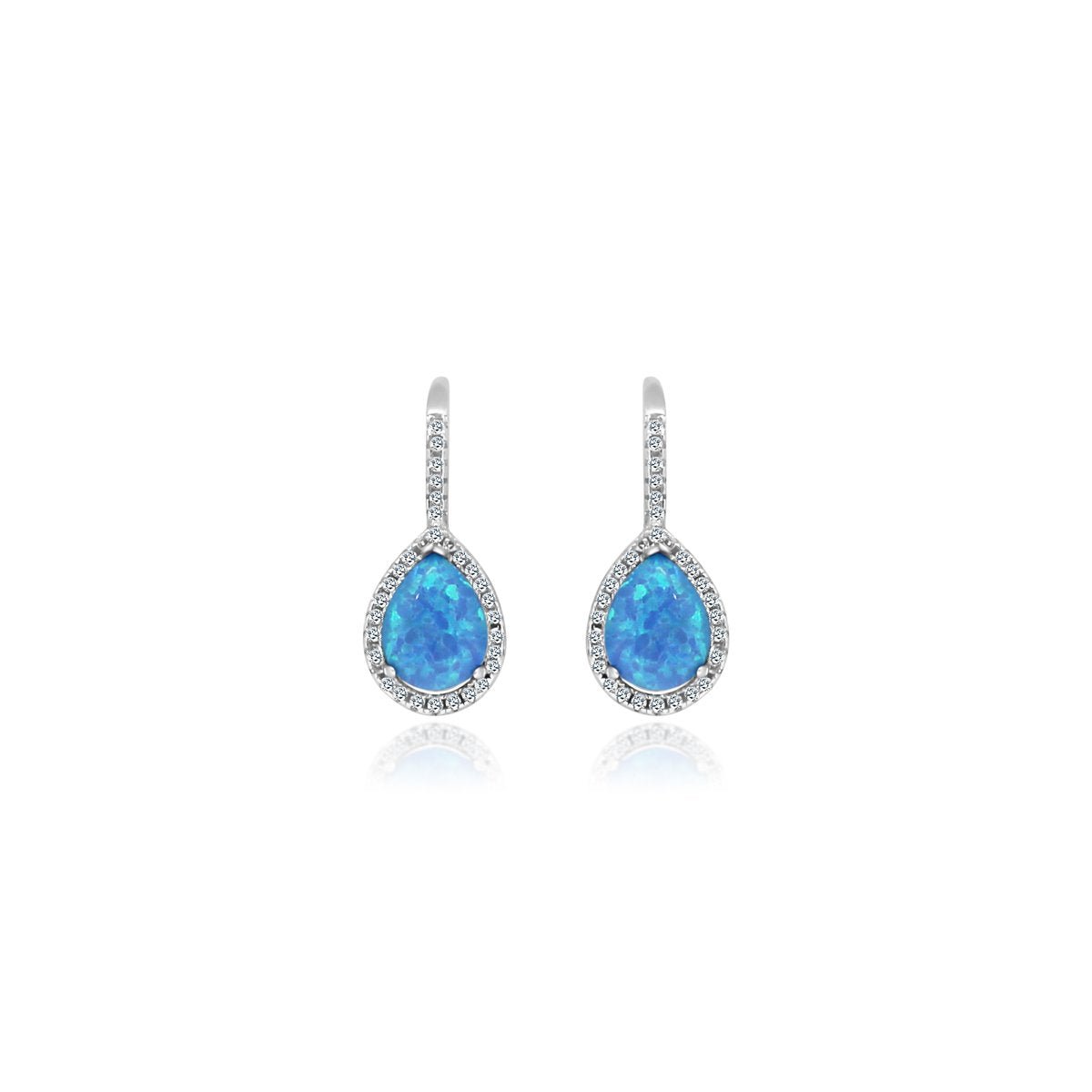 Blue Opal Teardrop Leverback Earrings - Allyanna Gifts