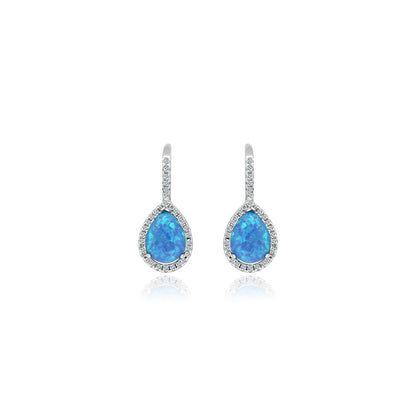 Blue Opal Teardrop Leverback Earrings - Allyanna Gifts