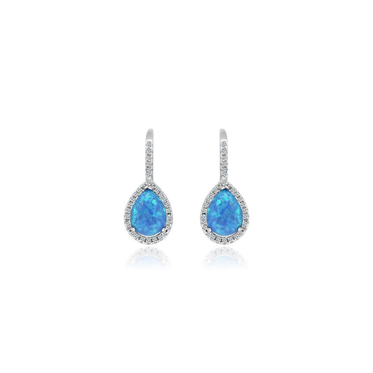 Blue Opal Teardrop Leverback Earrings - Allyanna Gifts