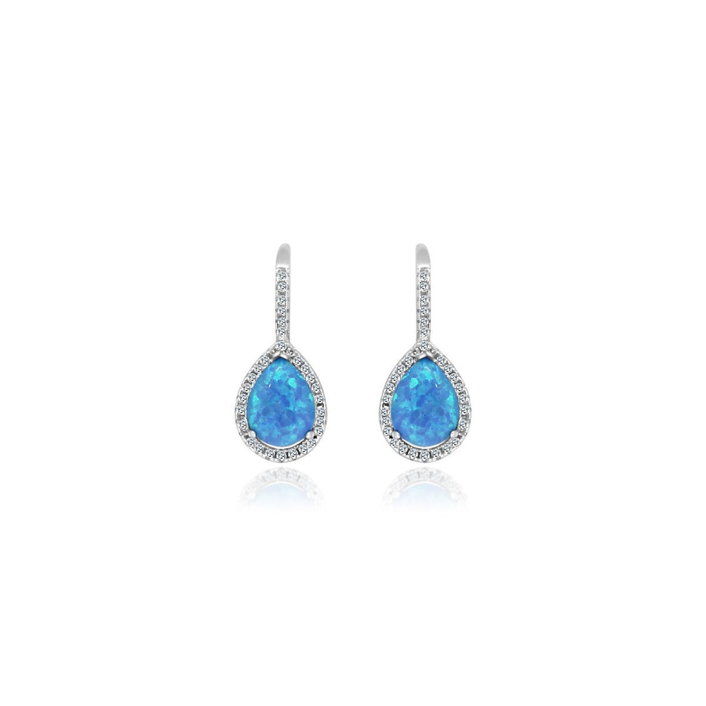 Blue Opal Teardrop Leverback Earrings - Allyanna Gifts