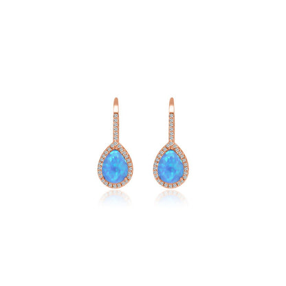 Blue Opal Teardrop Leverback Earrings - Allyanna Gifts