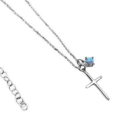 Blue Stone Cross Necklace - Allyanna GiftsNECKLACE