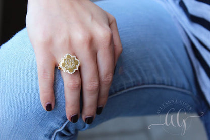 Chloe Quatrefoil Ring - Allyanna GiftsMONOGRAM + ENGRAVING