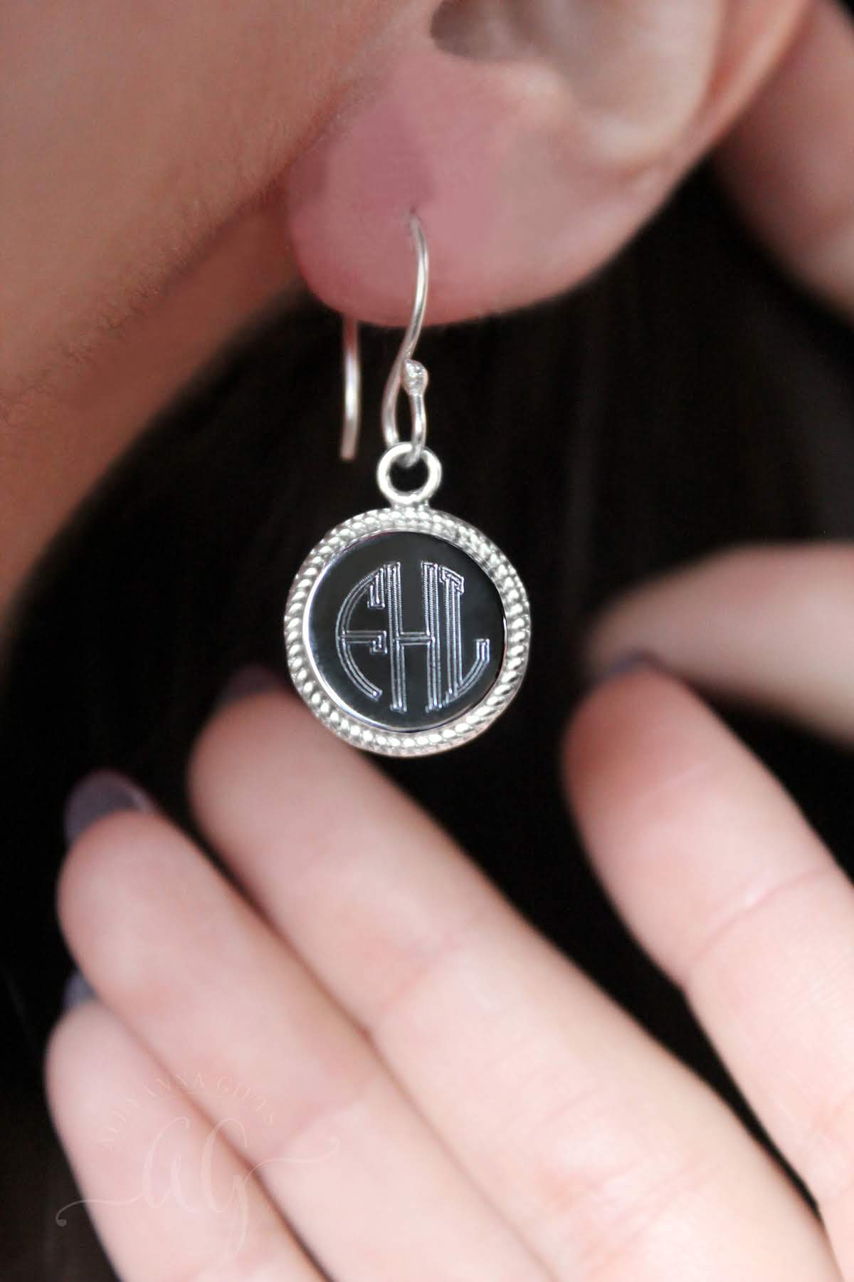 Circle Rope Monogram Earrings - Allyanna GiftsMONOGRAM + ENGRAVING