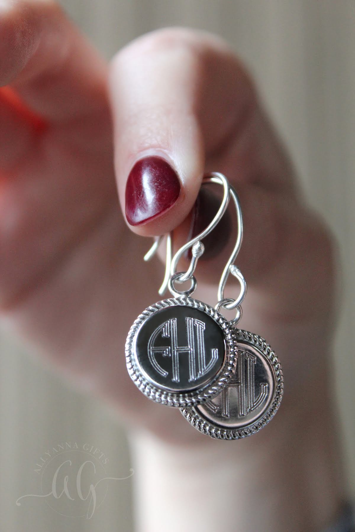 Circle Rope Monogram Earrings - Allyanna GiftsMONOGRAM + ENGRAVING
