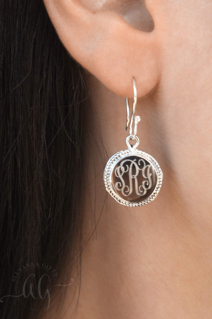 Circle Rope Monogram Earrings - Allyanna GiftsMONOGRAM + ENGRAVING