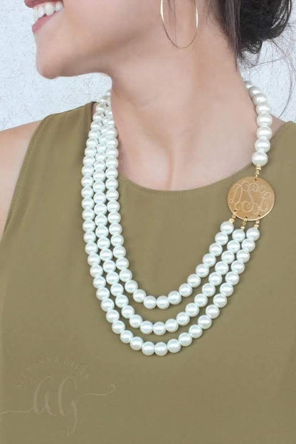 Classic Layered Engravable Pearl Necklace - Allyanna GiftsMONOGRAM + ENGRAVING