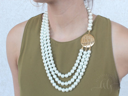 Classic Layered Engravable Pearl Necklace - Allyanna GiftsMONOGRAM + ENGRAVING