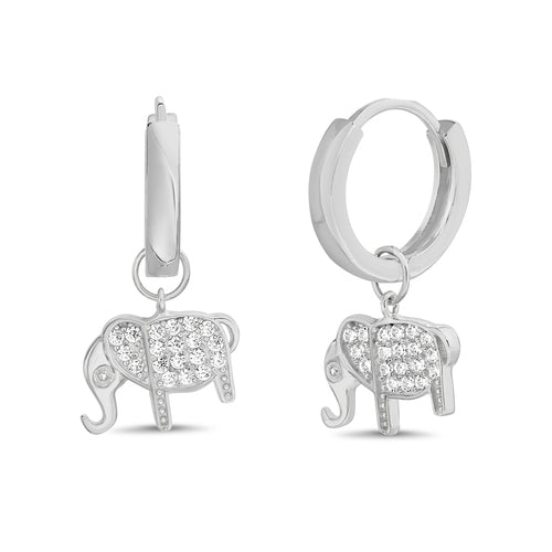 CZ Elephant Huggie Earrings - Allyanna Gifts