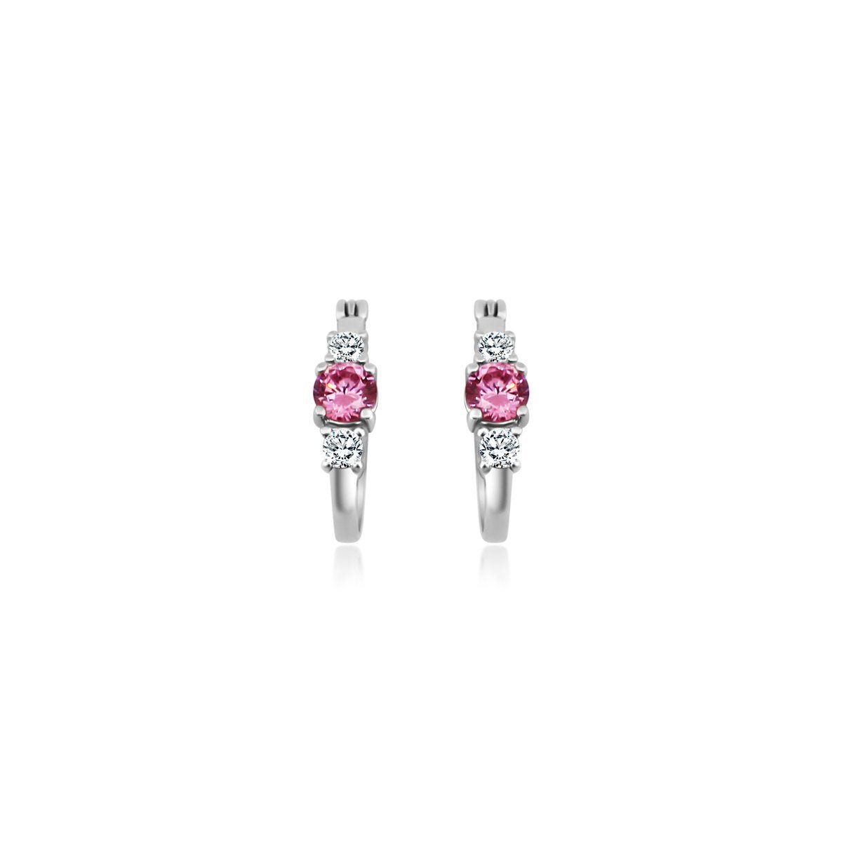 CZ Pink Gemstone Hoop Earrings - Allyanna Gifts