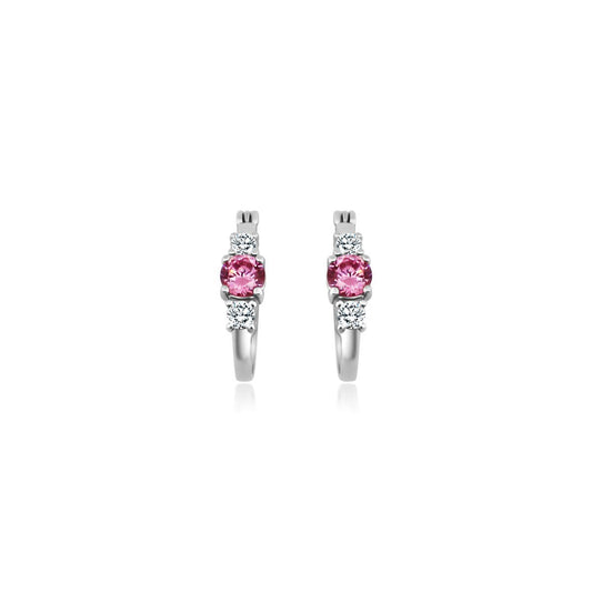 CZ Pink Gemstone Hoop Earrings - Allyanna Gifts