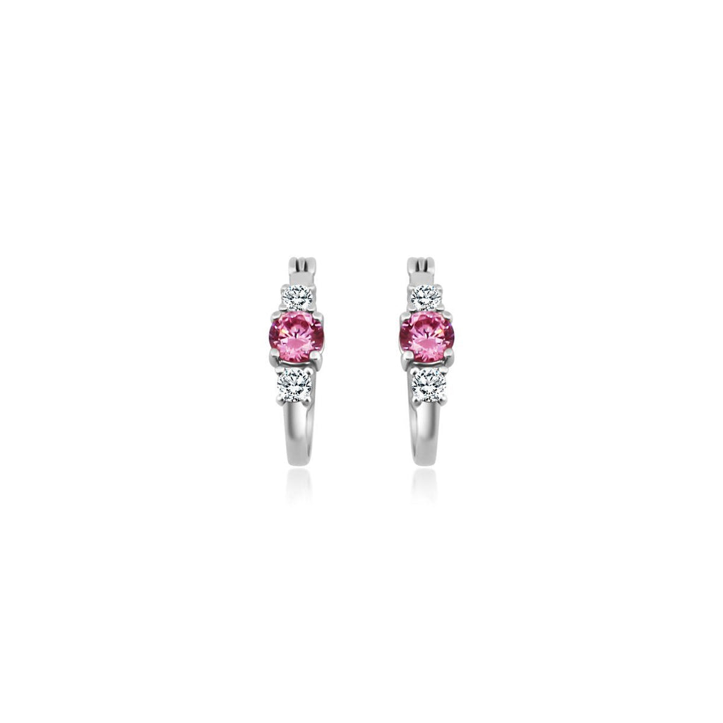 CZ Pink Gemstone Hoop Earrings - Allyanna Gifts