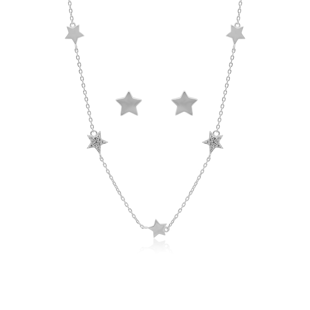 CZ Star Station Necklace & Post Earring Set - Allyanna GiftsNECKLACE