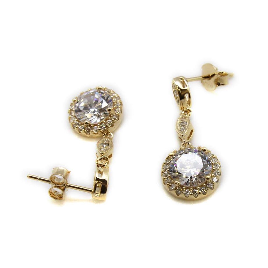 Dangly CZ Sparkle Halo Post Earrings - Allyanna GiftsEARRINGS