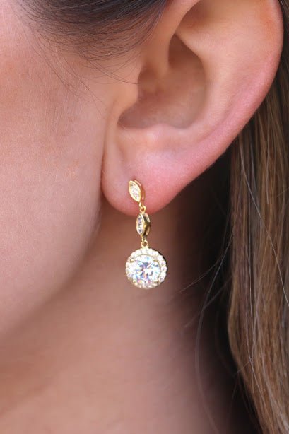 Dangly CZ Sparkle Halo Post Earrings - Allyanna GiftsEARRINGS