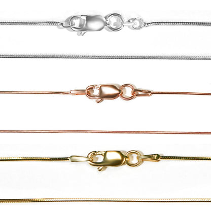 Diamond Cut Snake Chain 925 Sterling Silver 015 and 025 Gauge - Silver and Rose Gold, Dainty Stackable Chain - Allyanna GiftsNECKLACE