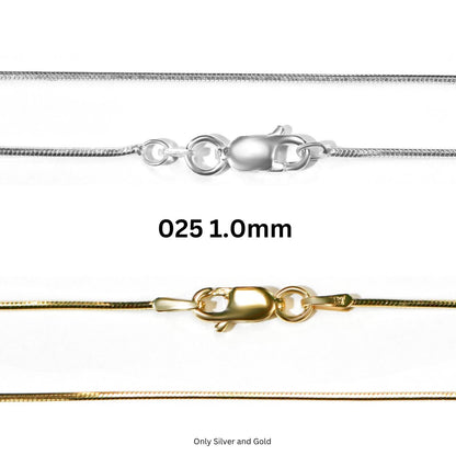 Diamond Cut Snake Chain 925 Sterling Silver 015 and 025 Gauge - Silver and Rose Gold, Dainty Stackable Chain - Allyanna GiftsNECKLACE