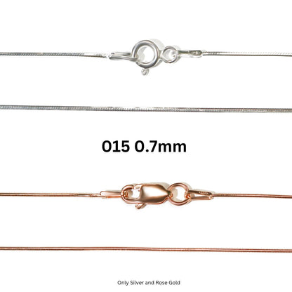 Diamond Cut Snake Chain 925 Sterling Silver 015 and 025 Gauge - Silver and Rose Gold, Dainty Stackable Chain - Allyanna GiftsNECKLACE