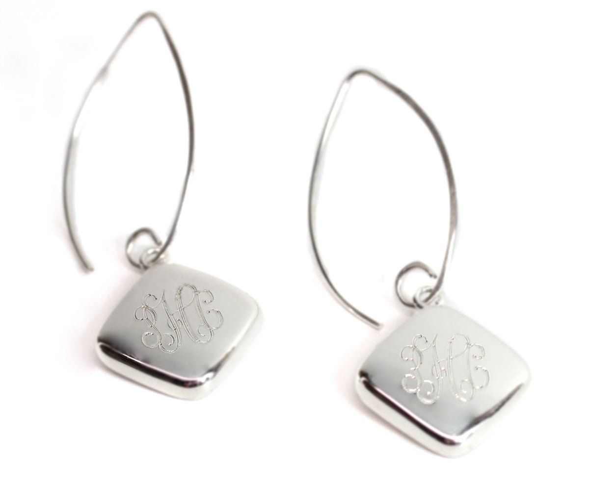 Diamond Wire Drop Monogram Earrings - Allyanna GiftsMONOGRAM + ENGRAVING