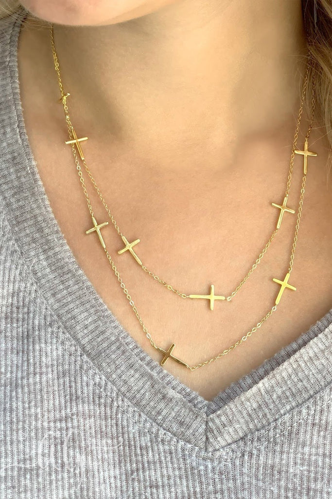 Double Chain Cross Necklace - Allyanna GiftsNECKLACE