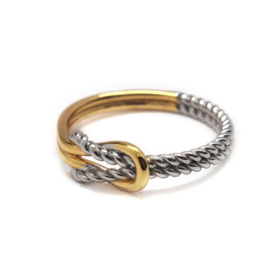 Elegant Engravable Arya Knot Rope Sterling Silver dual tone Ring - Allyanna GiftsRINGS