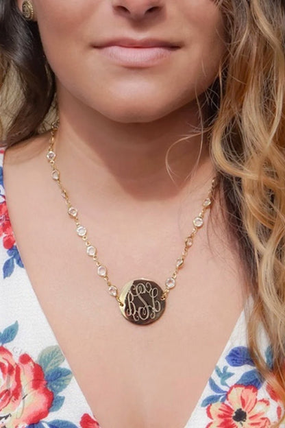 Elegant Engravable Crystal Necklace - Allyanna GiftsMONOGRAM + ENGRAVING