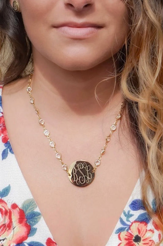 Elegant Engravable Crystal Necklace - Allyanna GiftsMONOGRAM + ENGRAVING