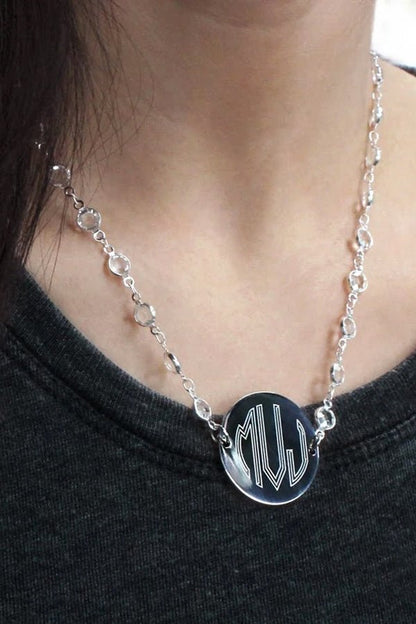 Elegant Engravable Crystal Necklace - Allyanna GiftsMONOGRAM + ENGRAVING