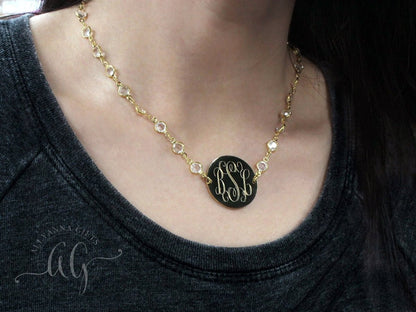 Elegant Engravable Crystal Necklace - Allyanna GiftsMONOGRAM + ENGRAVING
