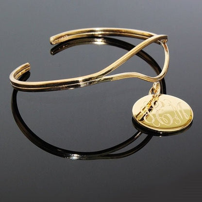 Elegant Engraved Curved Wire Bangle - Allyanna GiftsJEWELRY