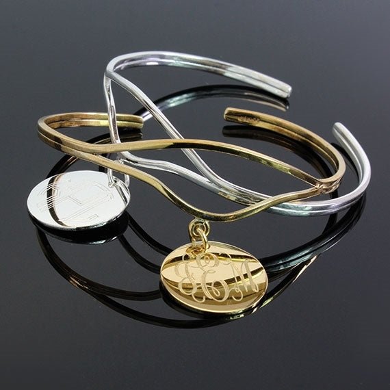 Elegant Engraved Curved Wire Bangle - Allyanna GiftsJEWELRY