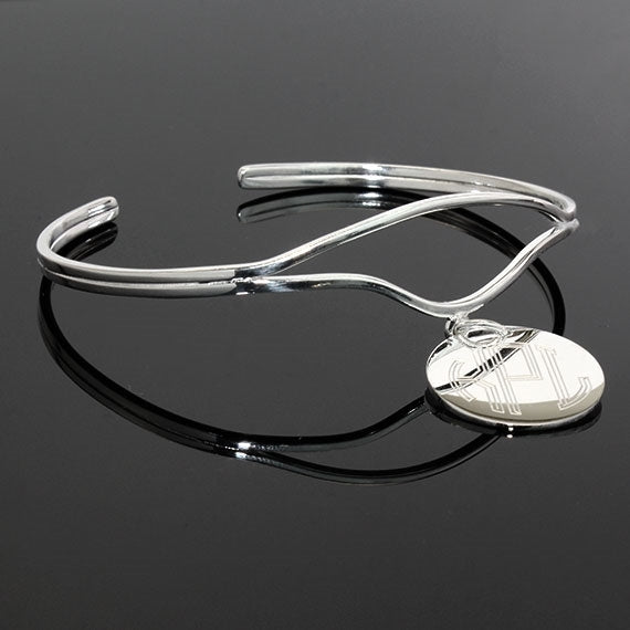 Elegant Engraved Curved Wire Bangle - Allyanna GiftsJEWELRY