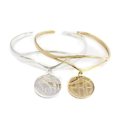 Elegant Engraved Curved Wire Bangle - Allyanna GiftsJEWELRY