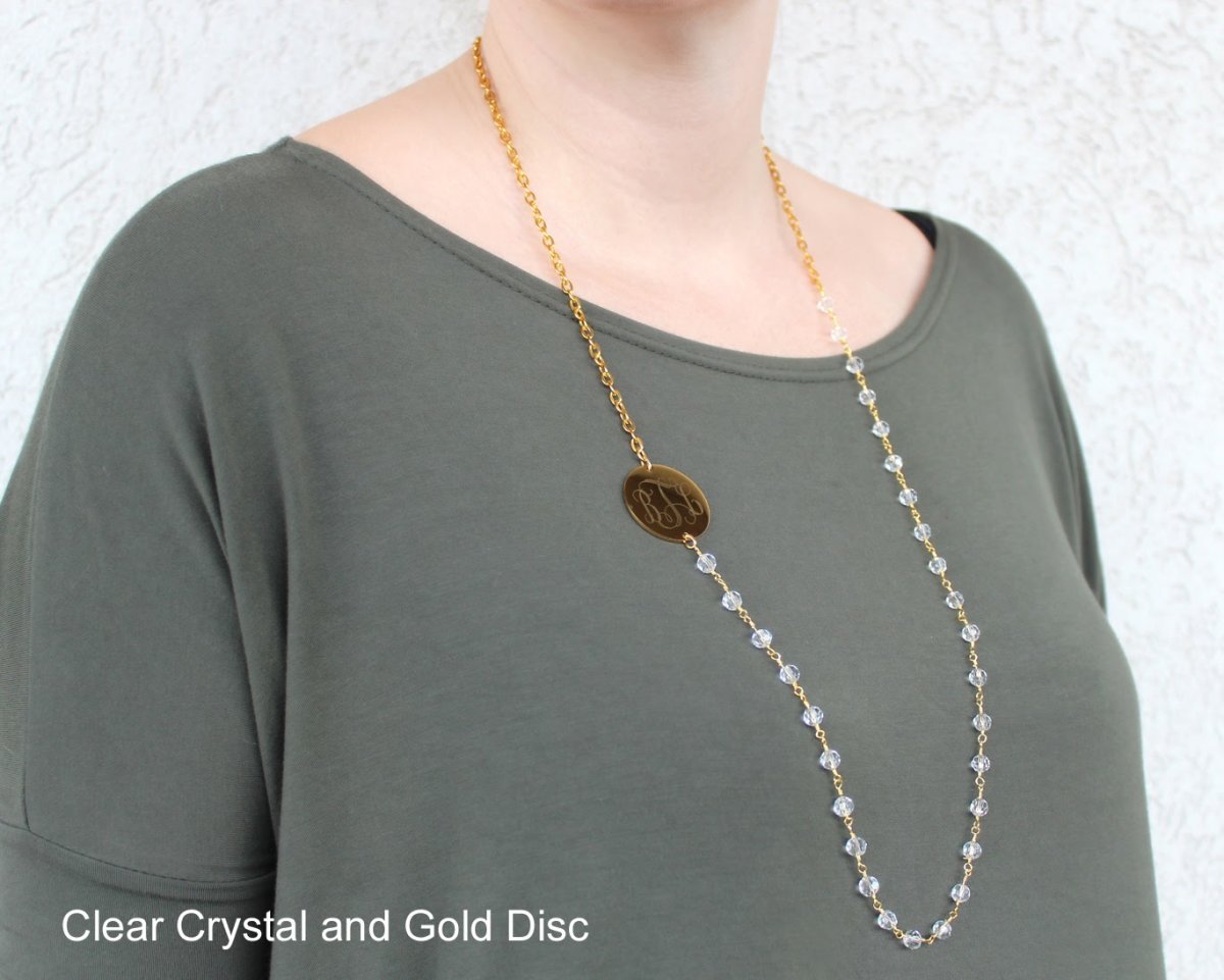 Elegant Engraved Sideways Necklace With Gold Steel Disc - Allyanna GiftsNECKLACE