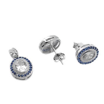 Elegant Sapphire Halo Oval Posts and Necklace Pendant Set - Allyanna GiftsEARRINGS