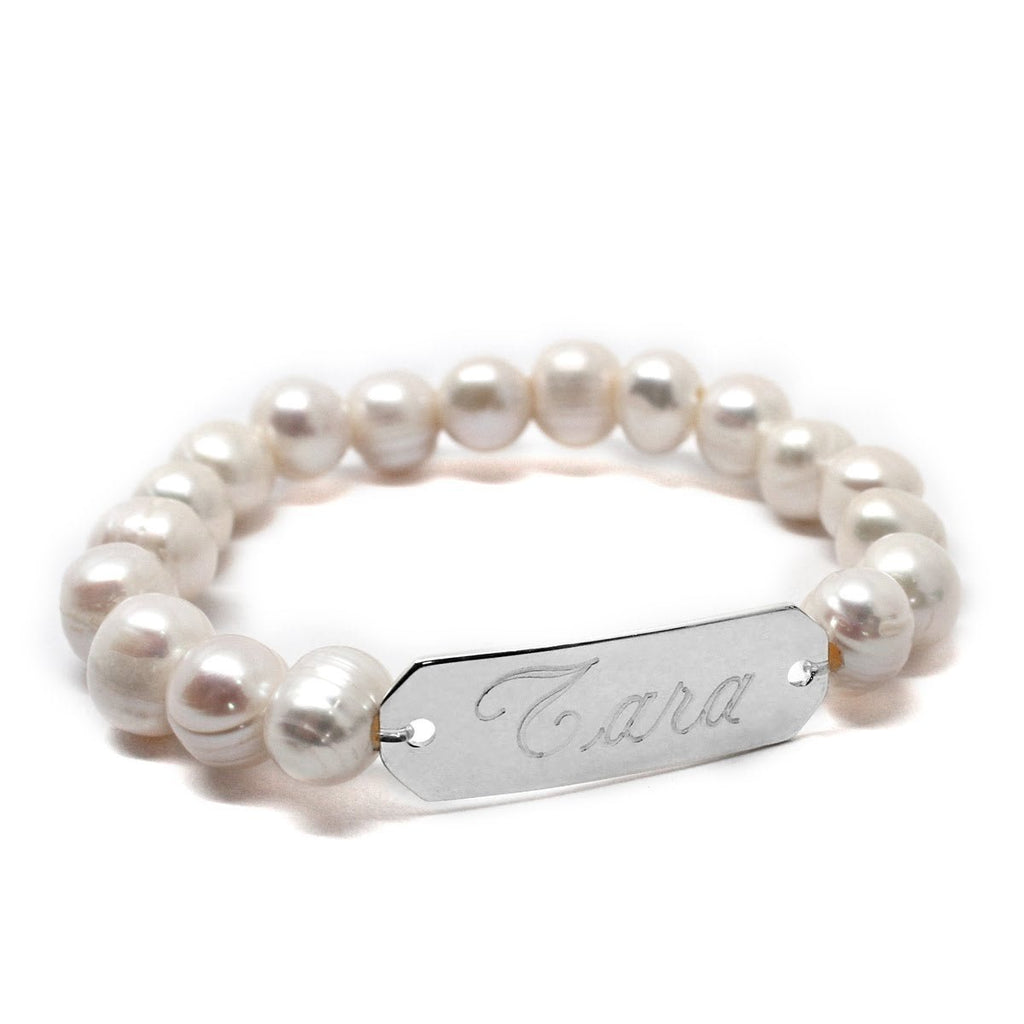 Engravable Freshwater Pearl Bar Bracelet - Allyanna GiftsMONOGRAM + ENGRAVING
