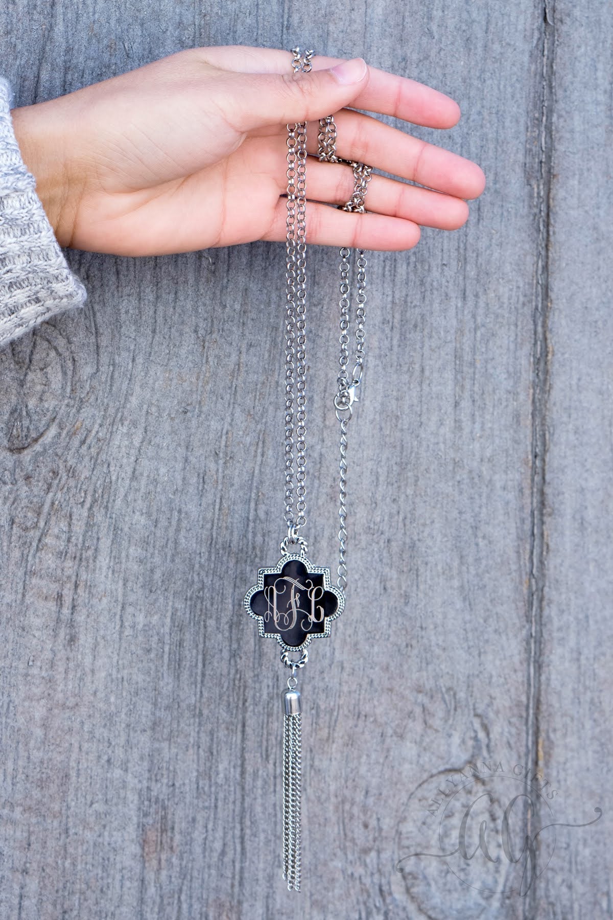 Engravable Quatrefoil Tassel Necklace - Allyanna GiftsMONOGRAM + ENGRAVING