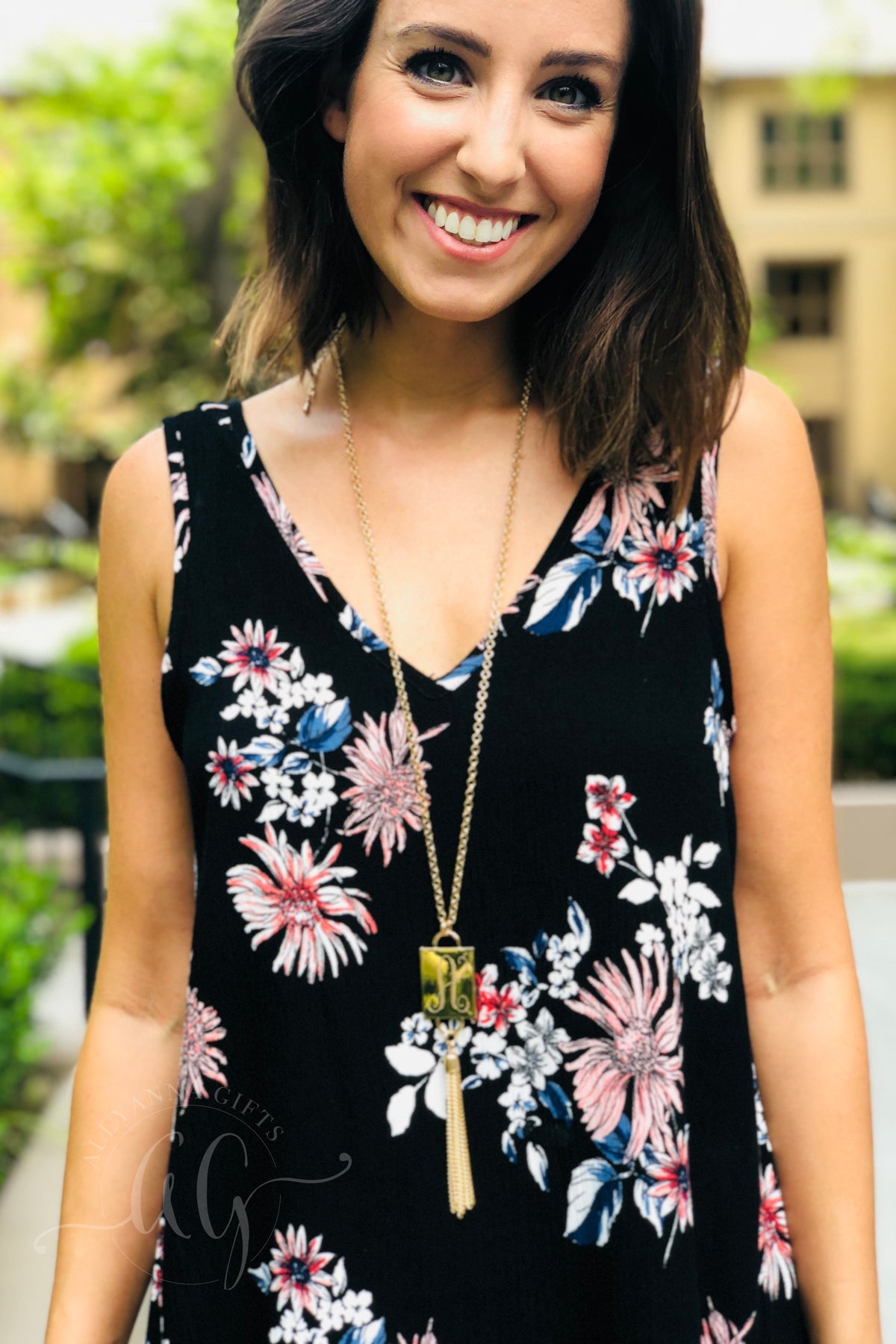 Engravable Rectangle Tassel Necklace - Allyanna GiftsMONOGRAM + ENGRAVING