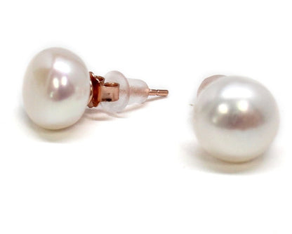 Engravable Rose Gold Sterling Silver CZ Earrings w/ Pearl Studs - Allyanna GiftsMONOGRAM LOVERS