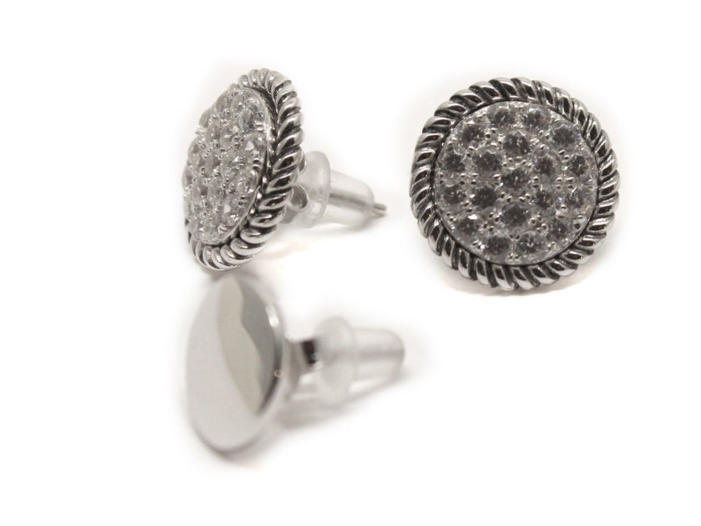 Engravable Sterling Silver Earrings w/ CZ Studs - Allyanna GiftsMONOGRAM + ENGRAVING