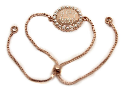 Engravable Sterling Silver Pearl Tassel Bracelet - Allyanna GiftsMONOGRAM + ENGRAVING