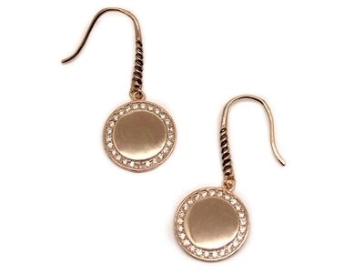 Engravable Sterling Silver Round CZ Drop Earrings - Allyanna GiftsMONOGRAM + ENGRAVING