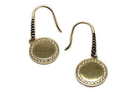 Engravable Sterling Silver Round CZ Drop Earrings - Allyanna GiftsMONOGRAM + ENGRAVING