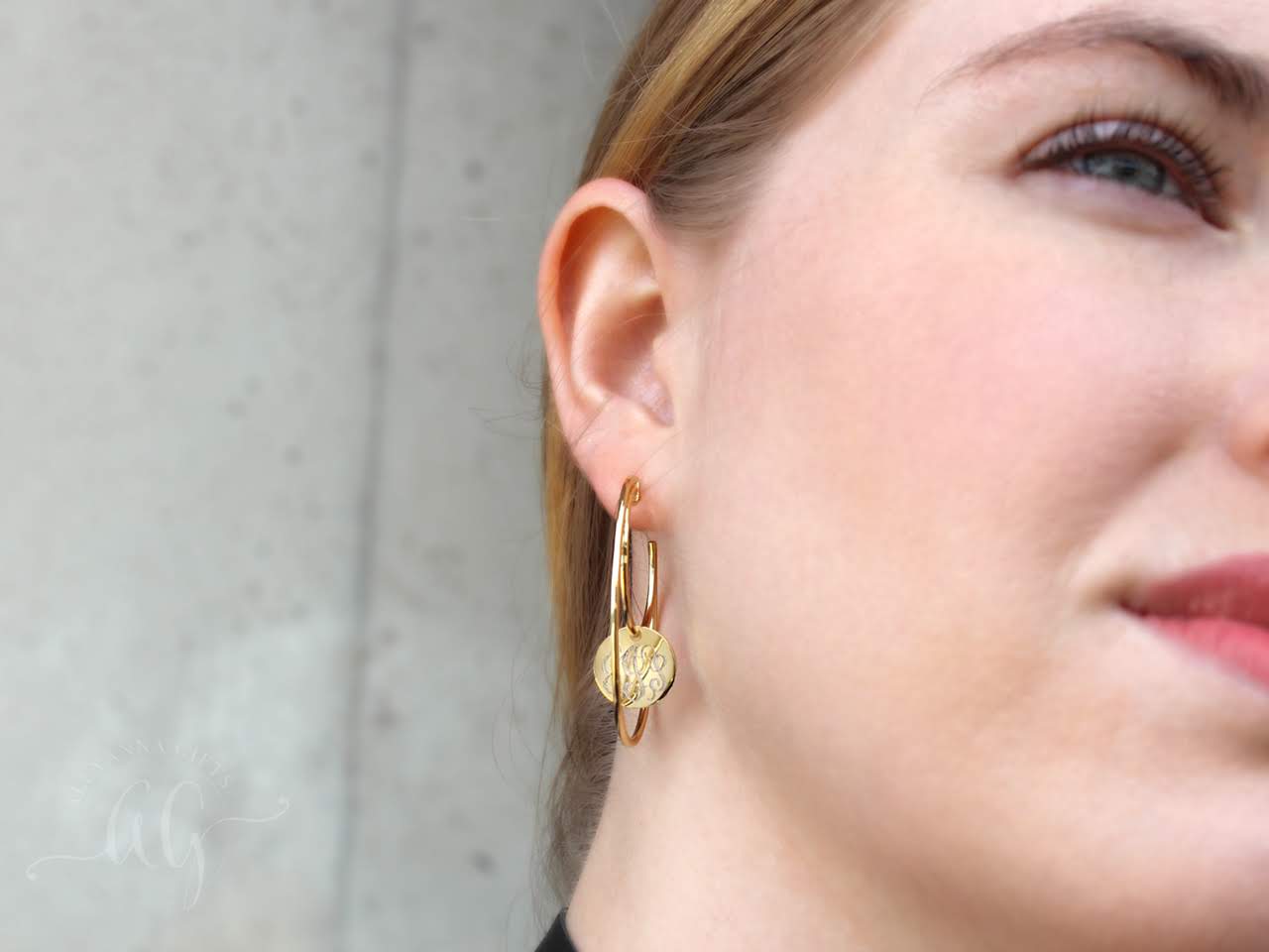 Engraved Disc Double Hoop Earrings - Allyanna GiftsMONOGRAM + ENGRAVING